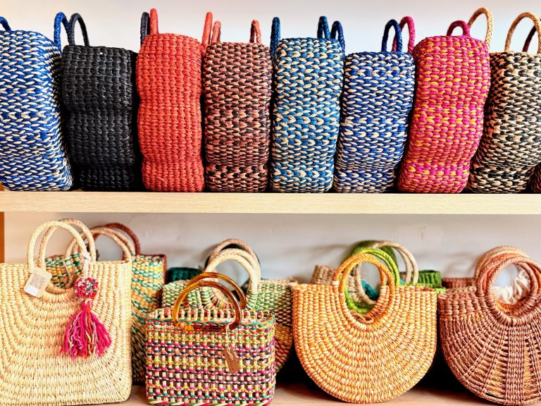 peruvian artisan bags in shop in lima peru