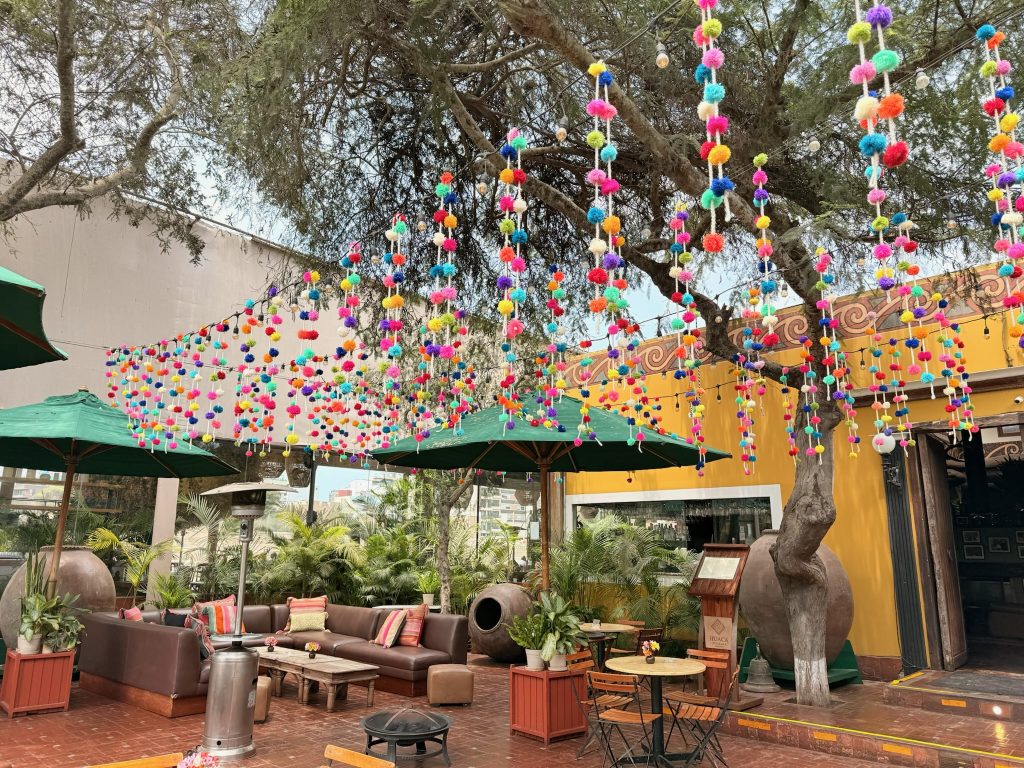 Huaca Pucllana, elegant restaurant beside a pre-Incan pyramid, Lima Peru