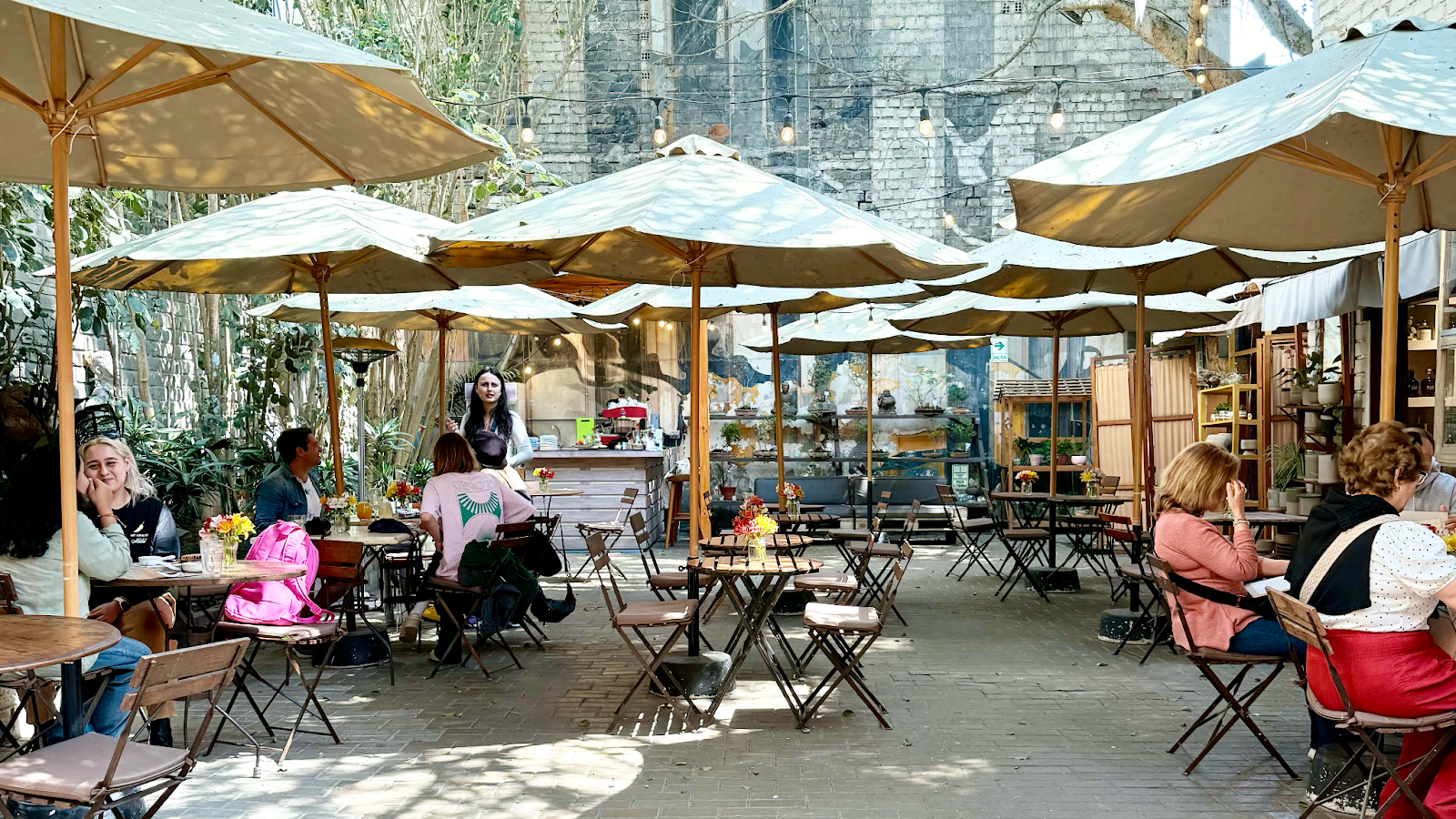 Dédalo organic cafe patio dining area in lima peru