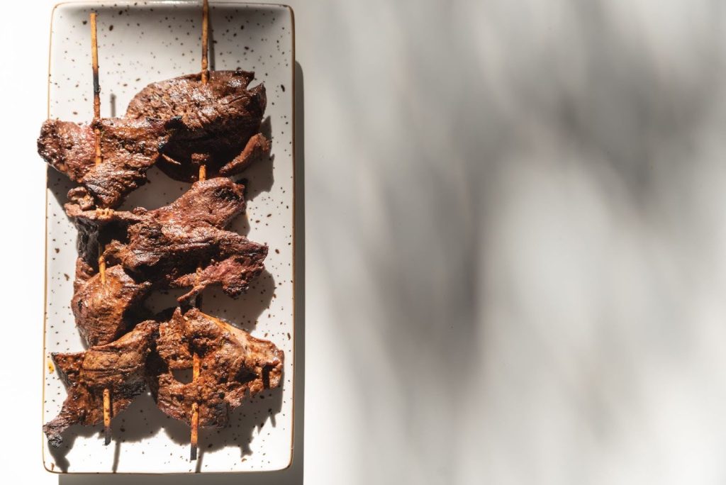Anticuchos street food in lima peru