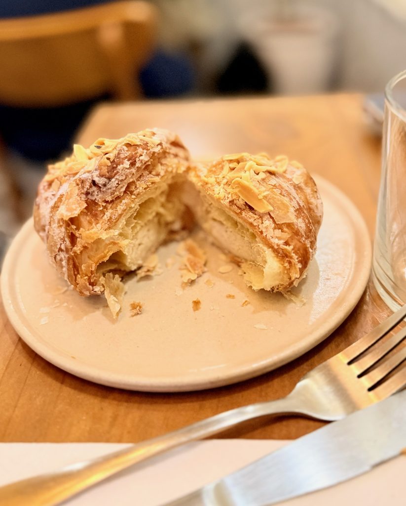 almond croissant in cafe in lima peru