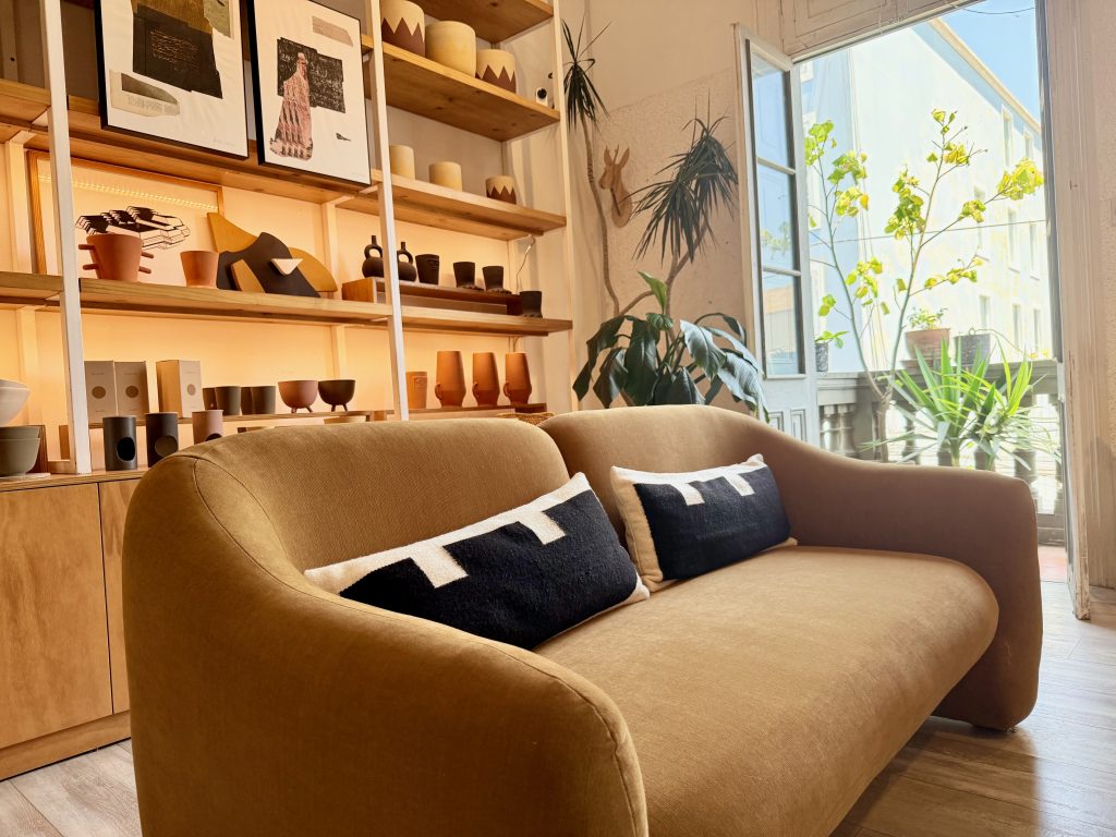 cozy sofa in artisan studio, puna, lima peru