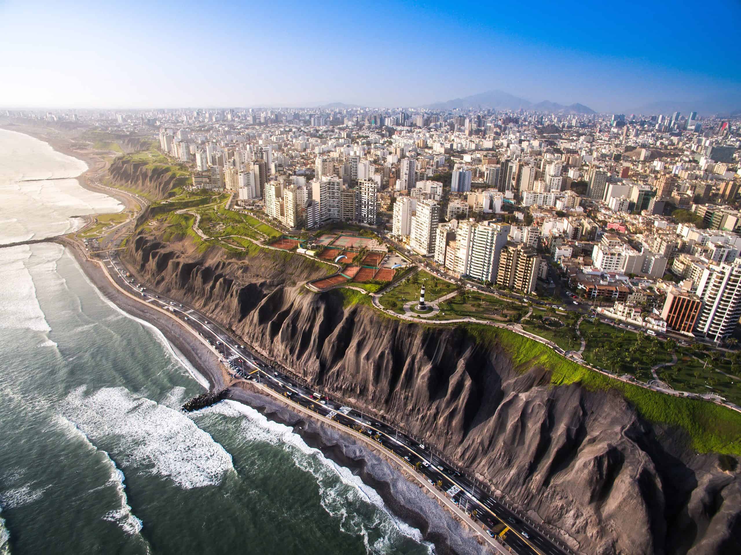 aerial view of lima coastal line