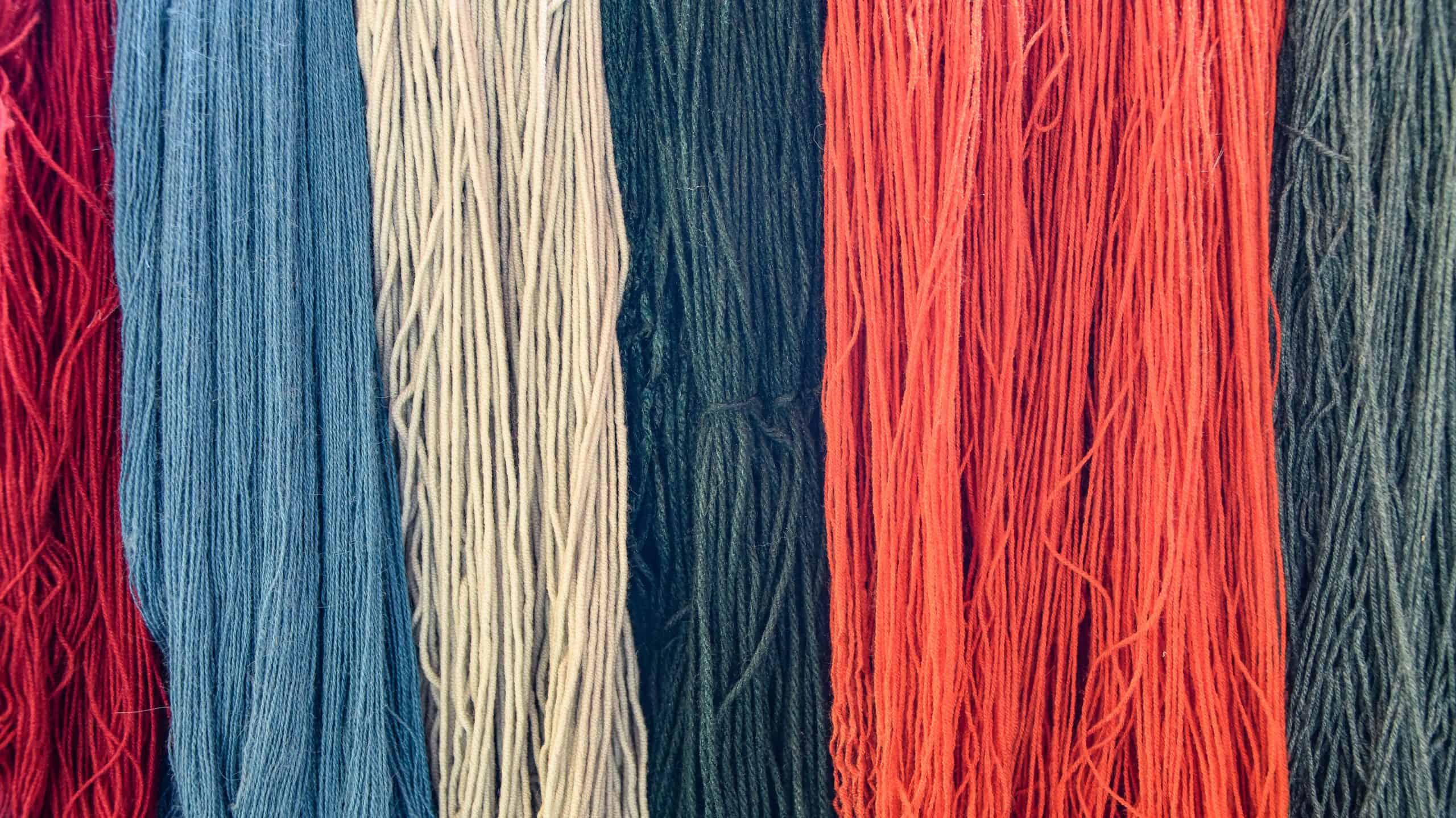 Naturally dyed alpaca wool for traditional textile weaving. Arequipa, Peru