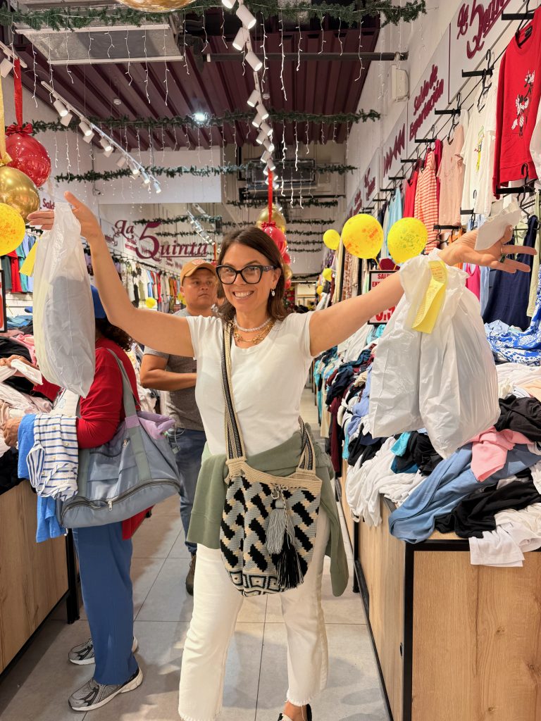 happy woman shopping for pima cotton at La Quinta
