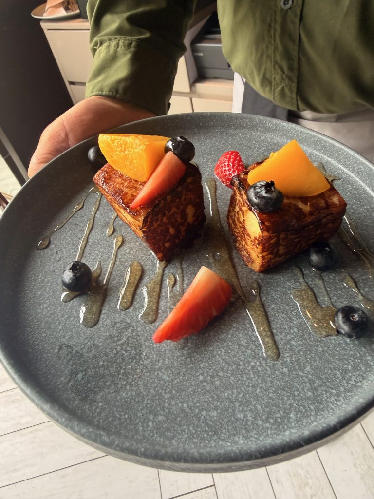 french toast bites with fruit at souma hotel lima breakfast