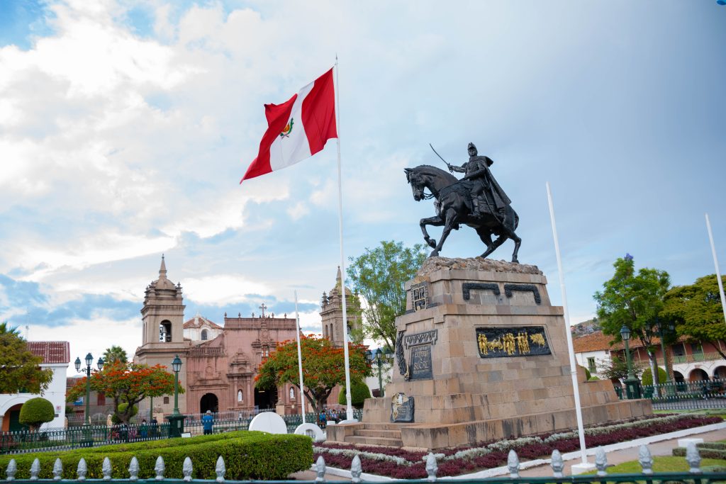 Peruvian flag red and white July 28, independence of Peru