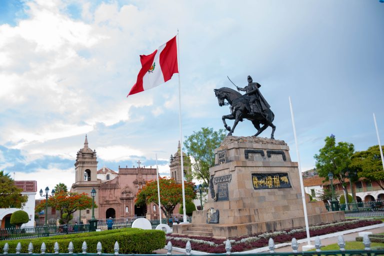 Peruvian flag red and white July 28, independence of Peru