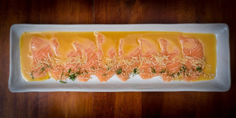 tiradito de salmon - Peruvian dish of raw fish, carpaccio