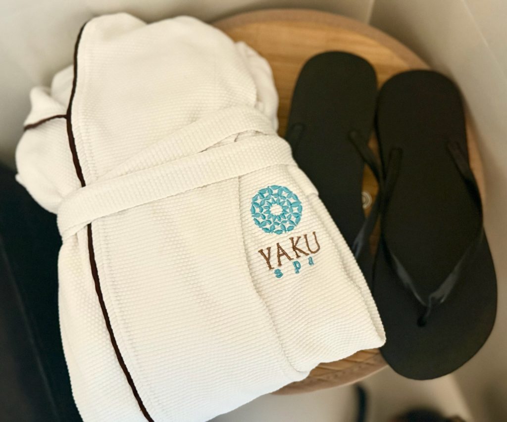 Yaku Spa's robe and slippers, waiting at the Country Club Lima Hotel